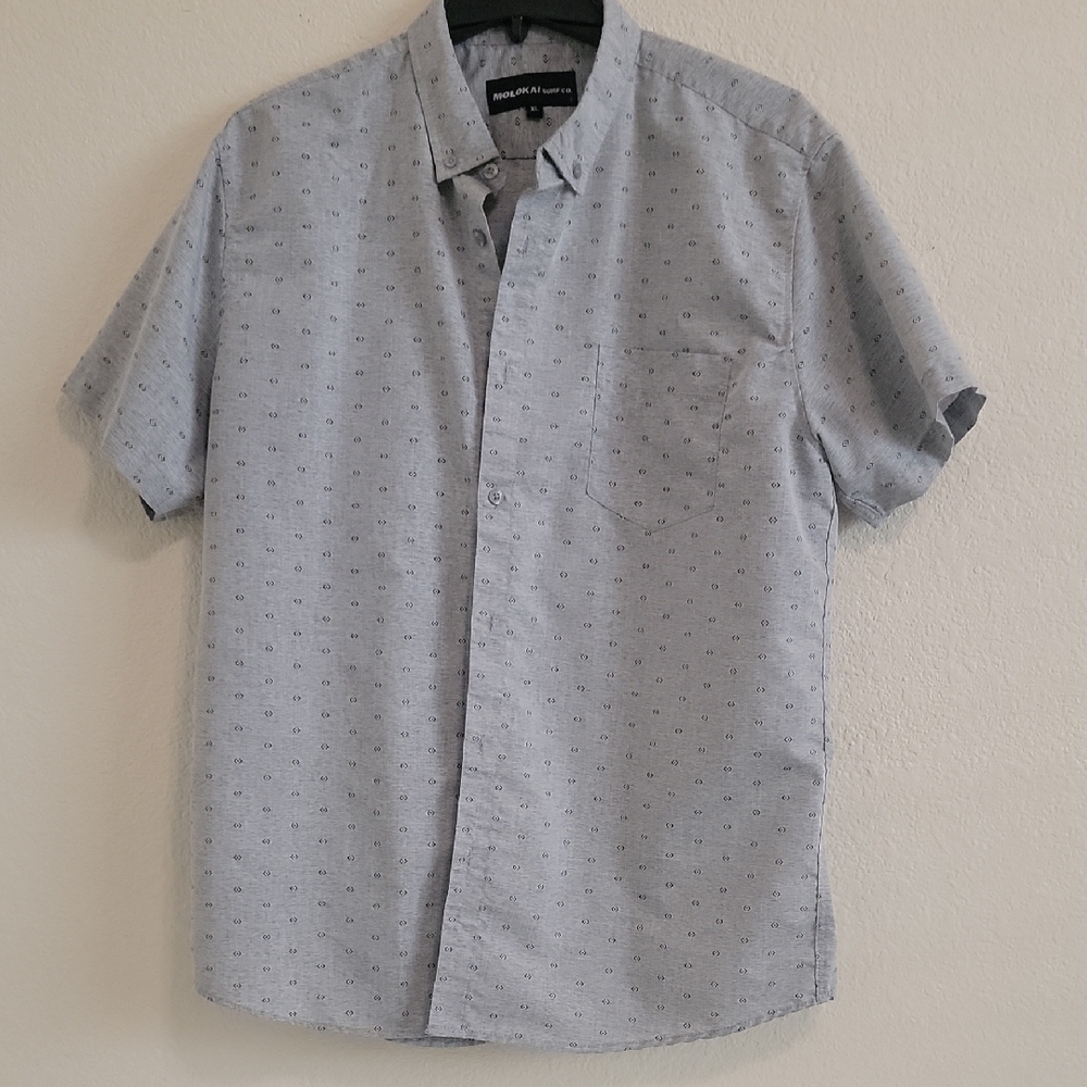 Men's Gray Short Sleeve Button Down Shirt